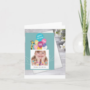 Carte Tout Age 5 Photo Collage Turquoise Personnalisé An