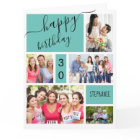 Tout âge 5 photo Collage Turquoise Personnalisé An