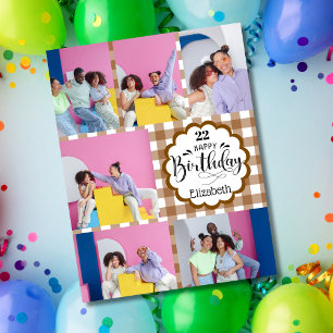 Carte Tout âge Chocolat Brown 7 Photo Collage Anniversai