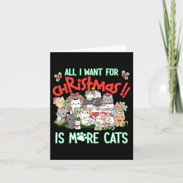 Carte Tout Ce Que Je Veux, C'Est Plus De Chats Pour Noël (Devant)