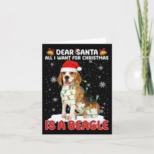 Carte Tout Ce Que Je Veux Pour Noël Est Beagle Santa Hat