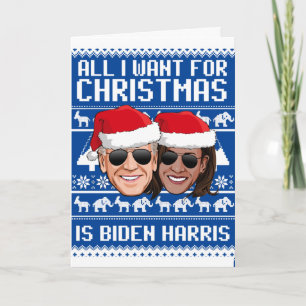 Carte Tout ce que je veux pour Noël est Biden Harris Car
