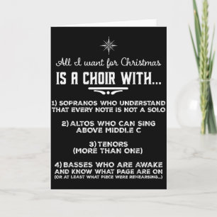 Carte Tout ce que je veux pour Noël est une chorale avec