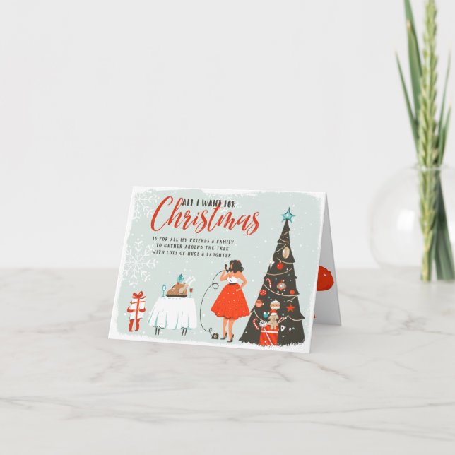 Carte Tout ce que je veux pour Noël | Vacances Famille e (Devant)