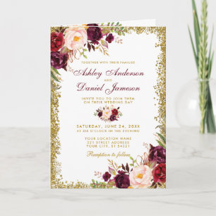 Carte Tout en un Mariage de Parties scintillant Florale
