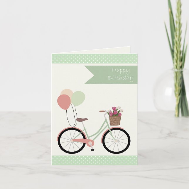 Carte Tout le bien à l'anniversaire bicyclette (Devant)