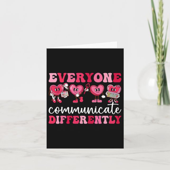 Carte Tout le monde communique différemment Cœur Autisme (Devant)