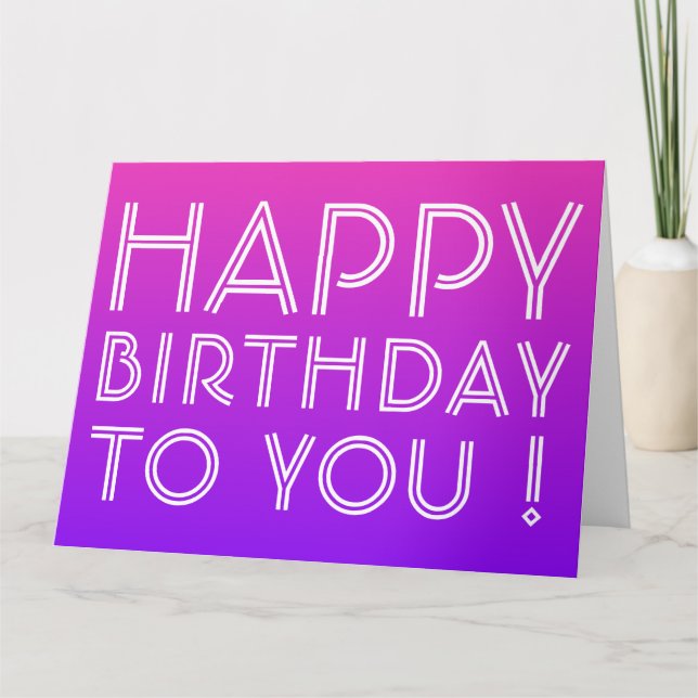 Carte Tout nom éditable Joyeux Anniversaire Rose Violet  (Devant)