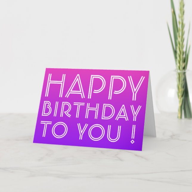 Carte Tout Nom Modifiable Joyeux Anniversaire Rose Viole (Devant)