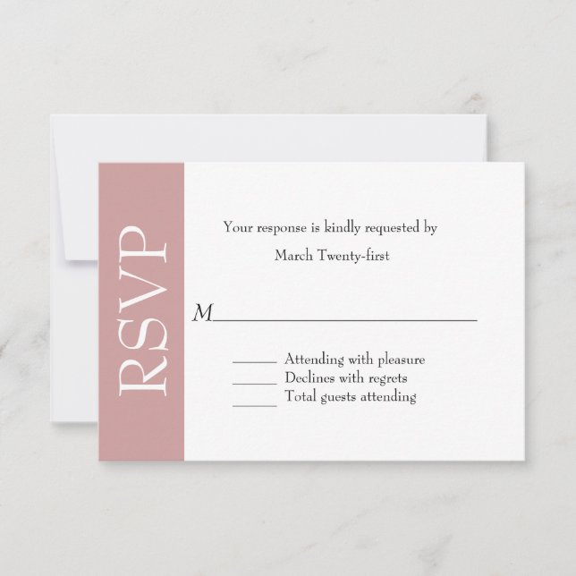 Carte tout usage Dusty Rose et blanc RSVP (Devant)