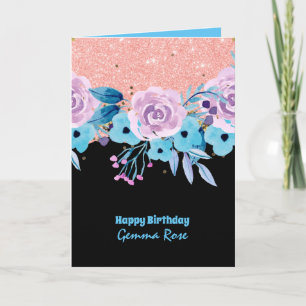 Carte TOUTE OCCASION Fille Rosegold Parties scintillant 
