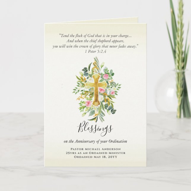 Carte TOUTE ORDINATION ANNIVERSAIRE Prêtre Pasteur Minis (Devant)