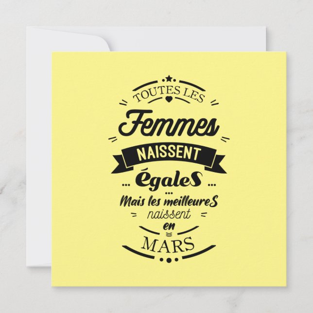Carte Toutes les femmes naissent égales - Mars (Devant)