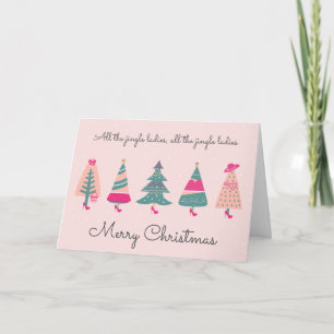 Carte Toutes les Jingle Ladies Pink Girly Christmas Tree
