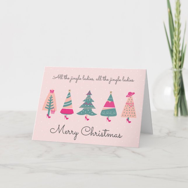 Carte Toutes les Jingle Ladies Pink Girly Christmas Tree (Devant)