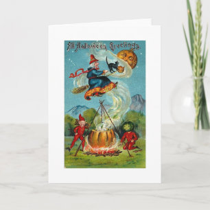 Carte Toutes les salutations d'Halloween Volying Witch
