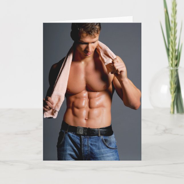 Carte Towelling Off Hot Guy Greetings Card (Devant)