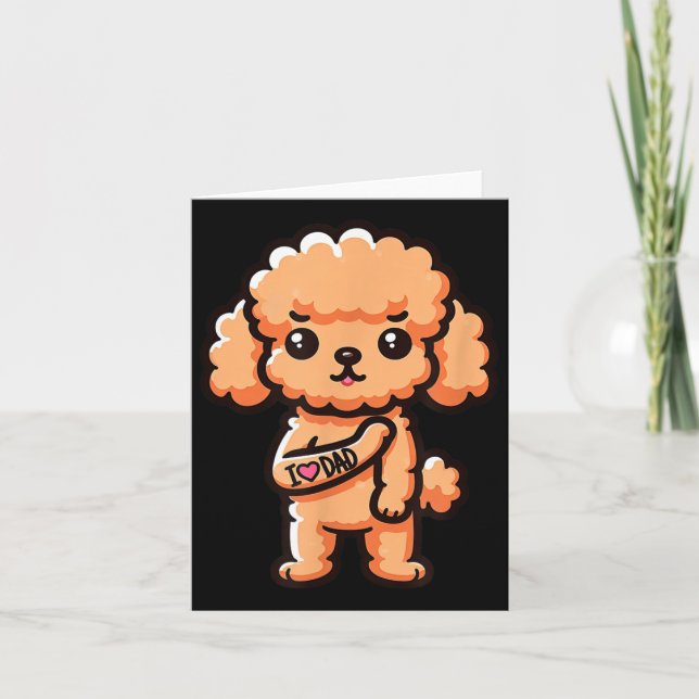 Carte Toy Poodle I Loy Papa Funny Chien Tattoo _1 (Devant)