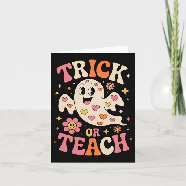 Carte Trace Ou Enseigner Mignonne Ghost Enseignant Hallo (Devant)