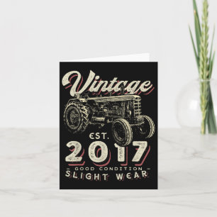 Carte Tracteur de paysan vintage Établie 2017 5e anniver