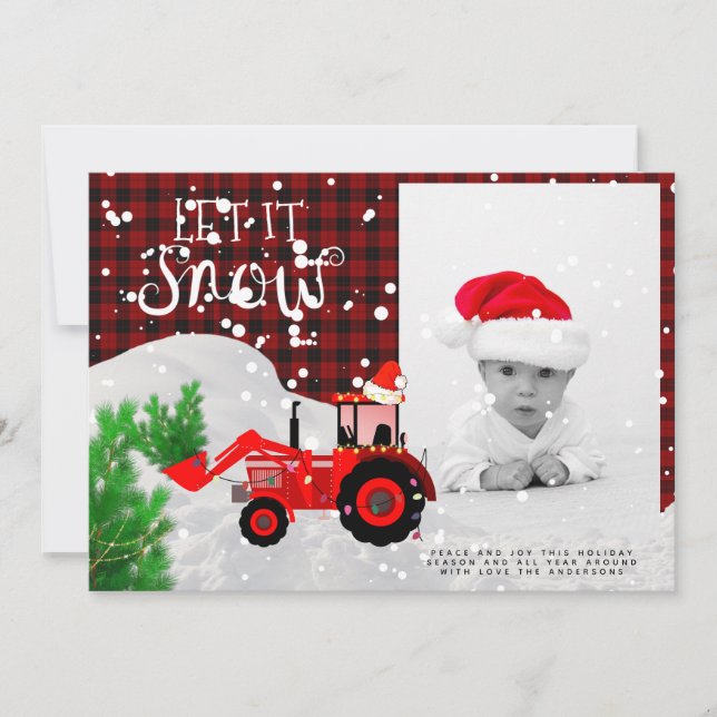 Carte Tracteur rouge rustique PHOTO Buffalo de Noël Plai (Devant)