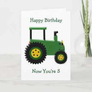Carte Tracteur vert Personnalisé 5e anniversaire