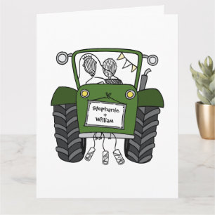 Carte Tracteur vert personnalisé Pays Barne Mariage rust