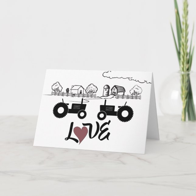 Carte Tracteurs et ferme Silhouette ~ Couple en AMOUR (Devant)