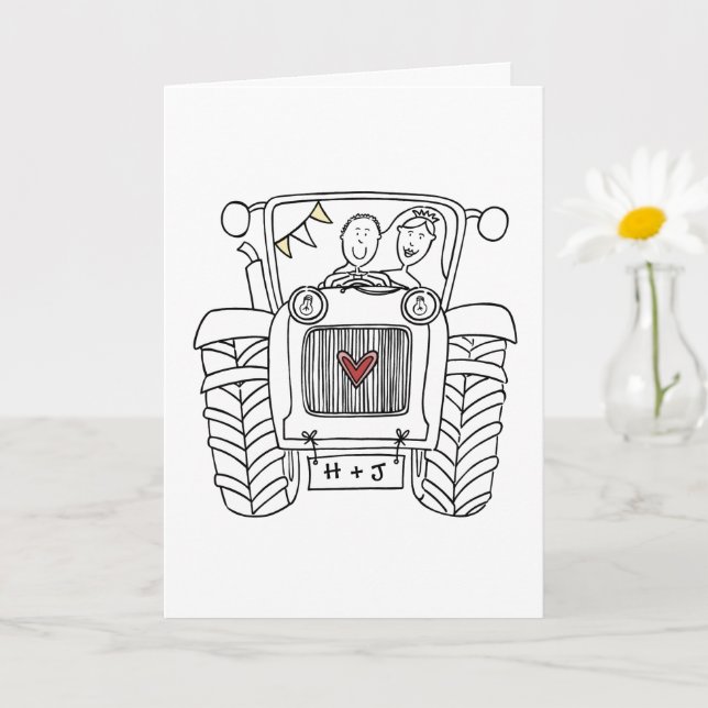Carte Tractor Country Wedding Card (Petite plante)