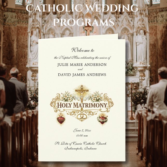 Carte Traditional Catholic Wedding Latin Mass Program (Créateur téléchargé)