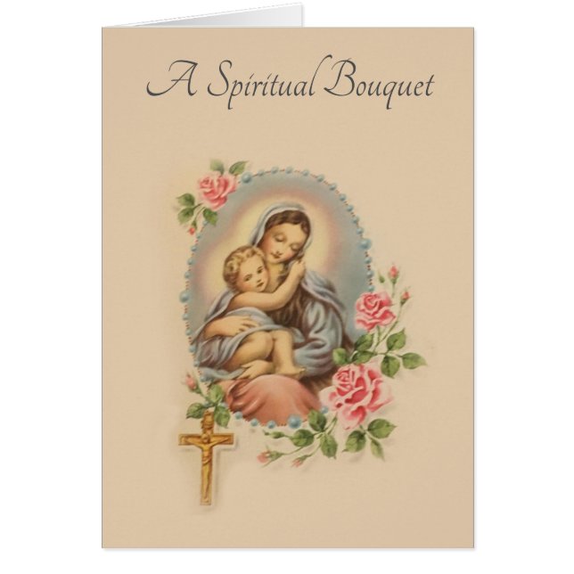 Carte traditionnelle de Vierge Marie de bouquet (Devant)