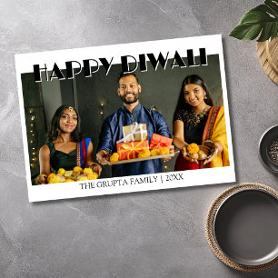 Carte traditionnelle de voeux Diwali avec photo