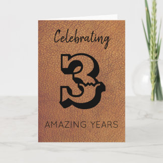 Carte traditionnelle en cuir pour le 3e anniversai