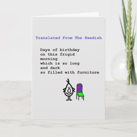 Carte Traduit Du Suedois Un Poeme D Anniversaire Zazzle Fr