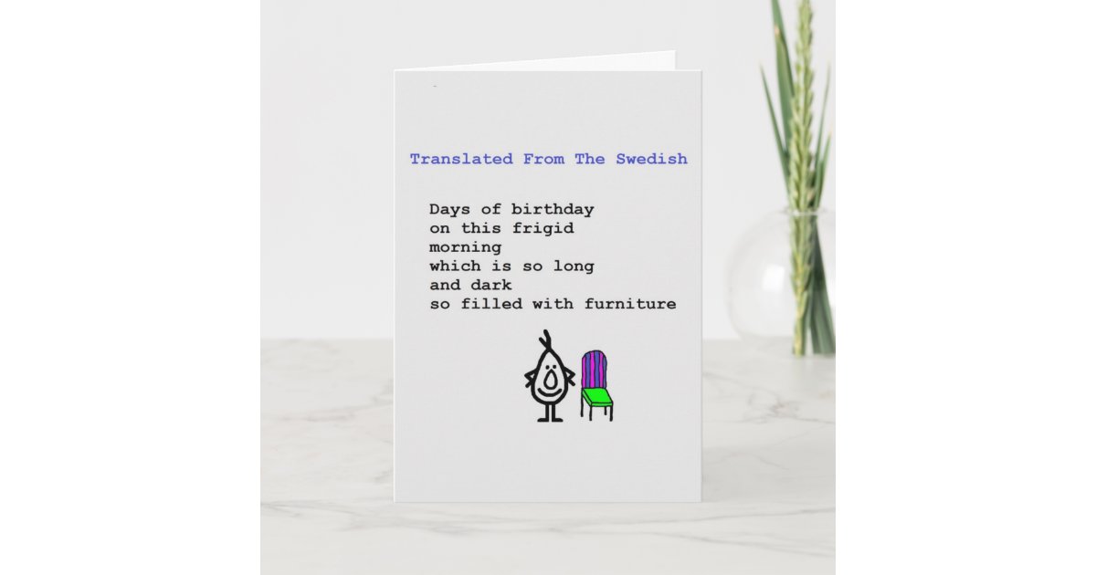 Carte Traduit Du Suedois Un Poeme D Anniversaire Zazzle Fr