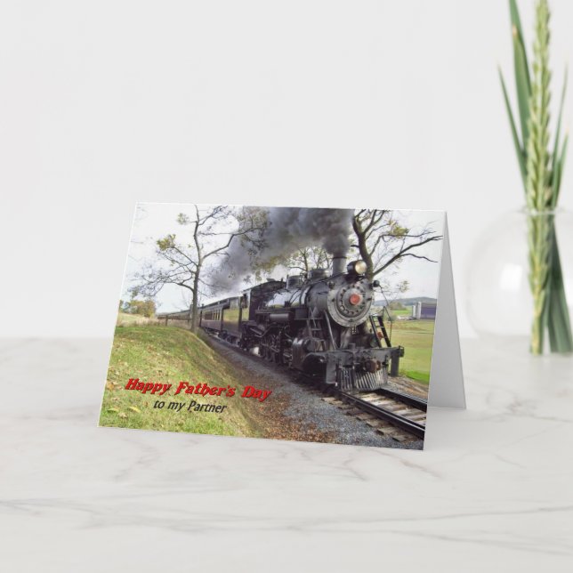 Carte Train à vapeur de la fête des Pères pour partenair (Devant)
