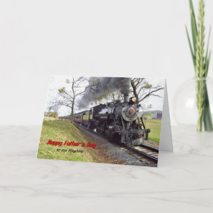Carte Train à vapeur fête des pères pour Nephew