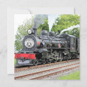 Carte Train à vapeur vintage de Noël rouge mignon