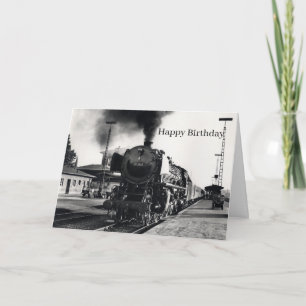 Carte Train à vapeur vintage ferroviaire noir voyage