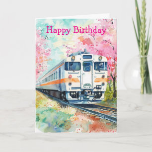 Carte Train au printemps