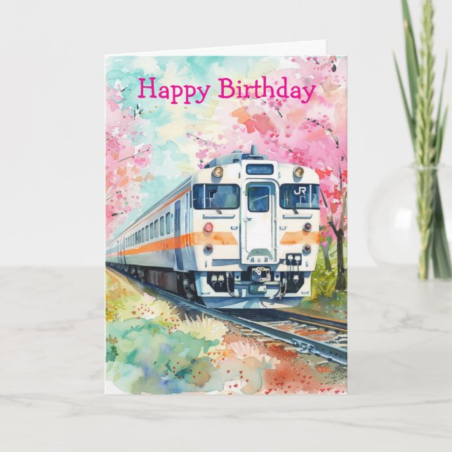 Carte Train au printemps (Devant)