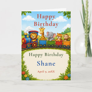 Carte Train d'animaux de la forêt Joyeux Anniversaire