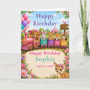 Carte Train d'animaux de la forêt Joyeux Anniversaire