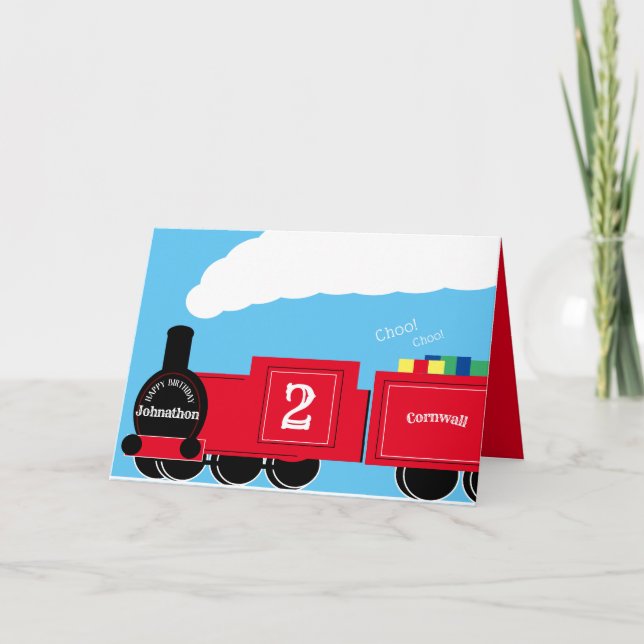 Carte Train de 2e anniversaire personnalisé (Devant)
