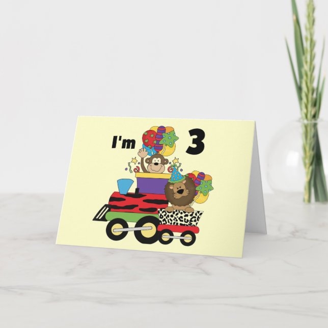 Carte Train de la Jungle 3e Anniversaire Tshirts et cade (Devant)
