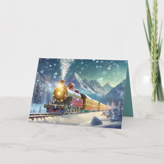 Carte Train de vacances décoré avec photo ajoutée (Devant)