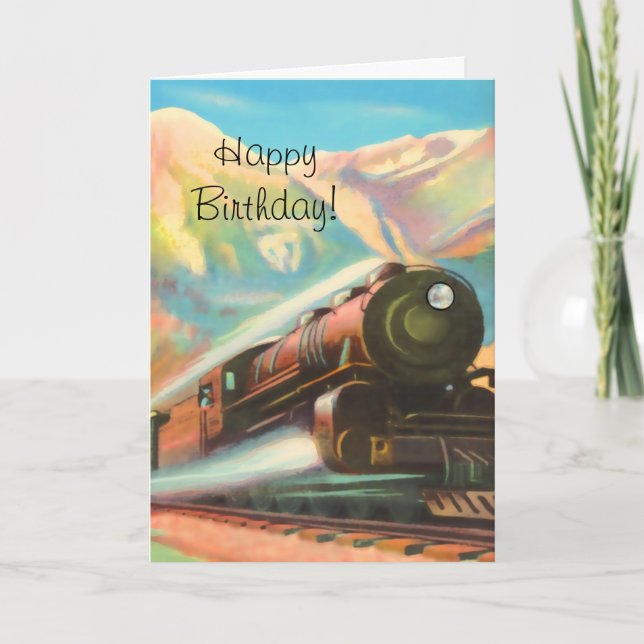 Carte Train Locomotive Joyeux anniversaire (Devant)