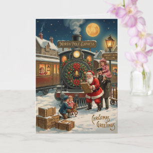 Carte Trains de Noël du Père Noël pour enfants