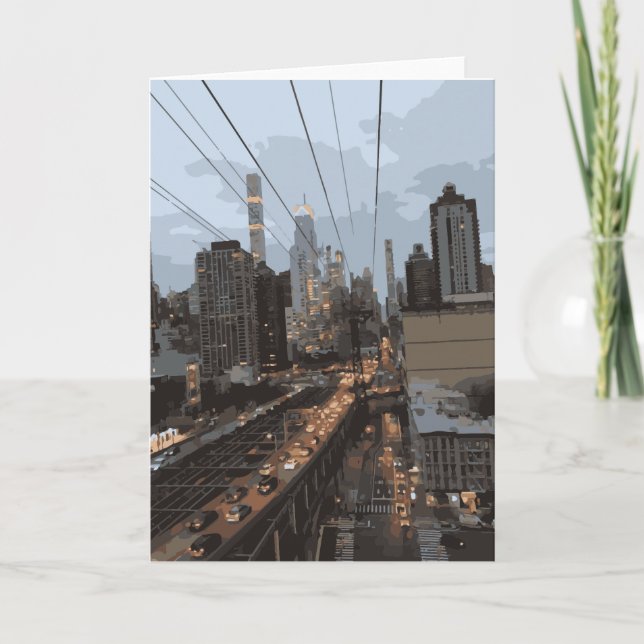 Carte Tramway Roosevelt Island New York City Sky View (Devant)