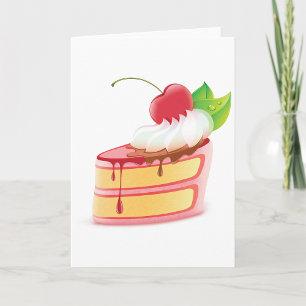 Carte Tranche de gâteau aux fraises avec de la crème